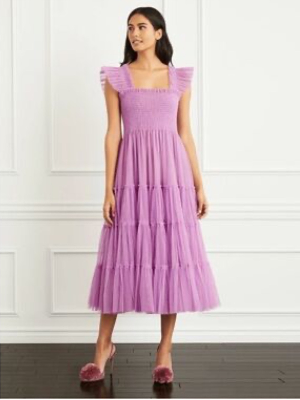 Vici Plum Smocked Tiered Midi Dress